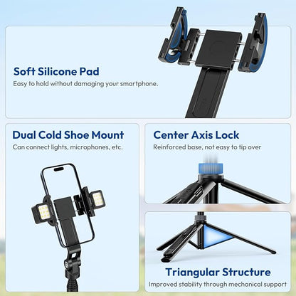 ULANZI TT88 Magnetic Tripod for iPhone, 2-in-1 Phone Clip & Dual Cold Shoe - Image 5
