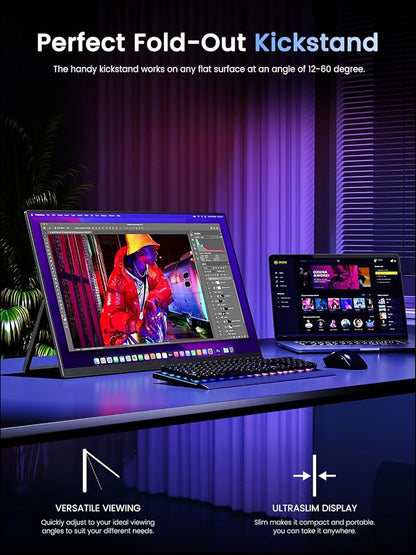 UPERFECT Portable Monitor 4K 120HZ QLED 17.3" | 0.1ms Gaming Monitor, 500 Nits - Image 7