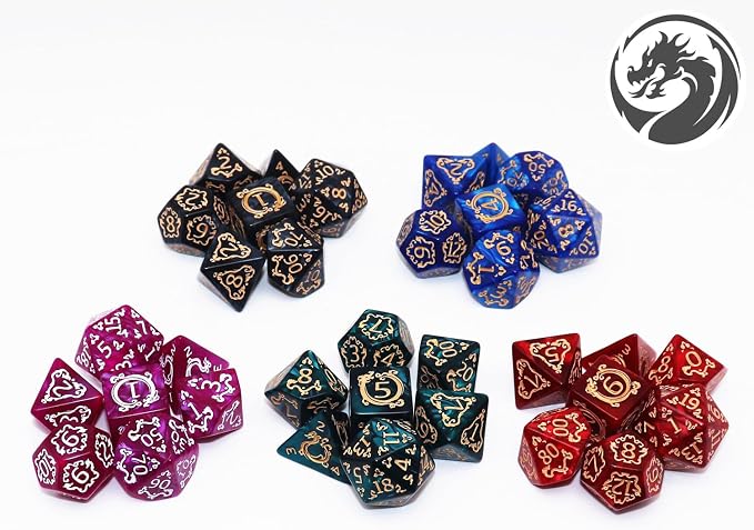 Polyhedral DND Dice Set, 5 Pack Vintage Dragon-Patterned Dice Sets Compatible - Image 7