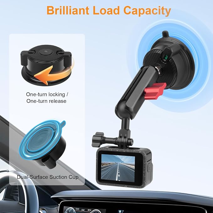 Camera Suction Cup Mount Kits-360°Ball Head Magic Arm, Double-Layer Suction Cup - Image 4