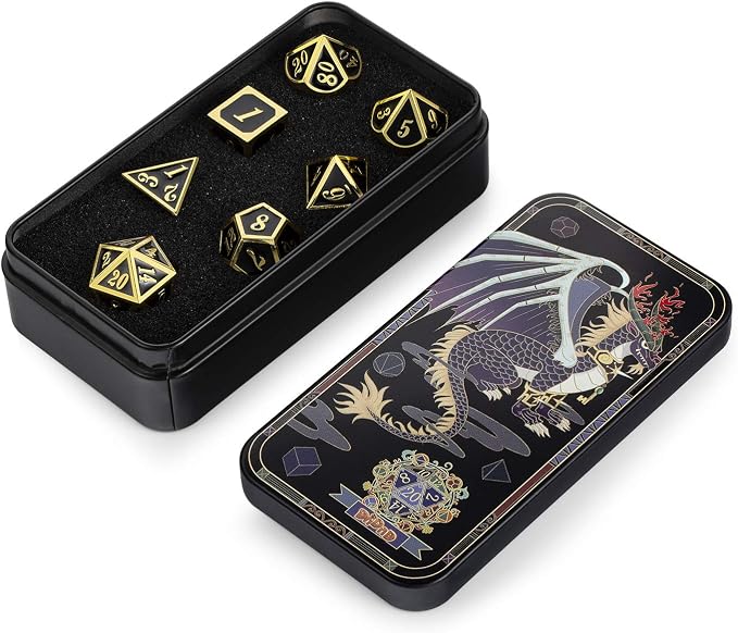 DNDND Metal Dice Set D&D, 7 die Metallic Polyhedral Dice Set - Image 2