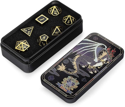 DNDND Metal Dice Set D&D, 7 die Metallic Polyhedral Dice Set - Image 2