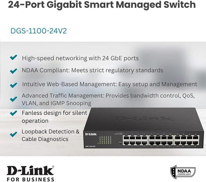 D-Link 24-Port Gigabit Smart Managed Ethernet Switch, IGMP Snooping, Web UI - Image 2