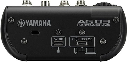 Yamaha AG03MK2 Black 6-Channel Live Streaming Loopback Mixer/USB Interface - Image 6