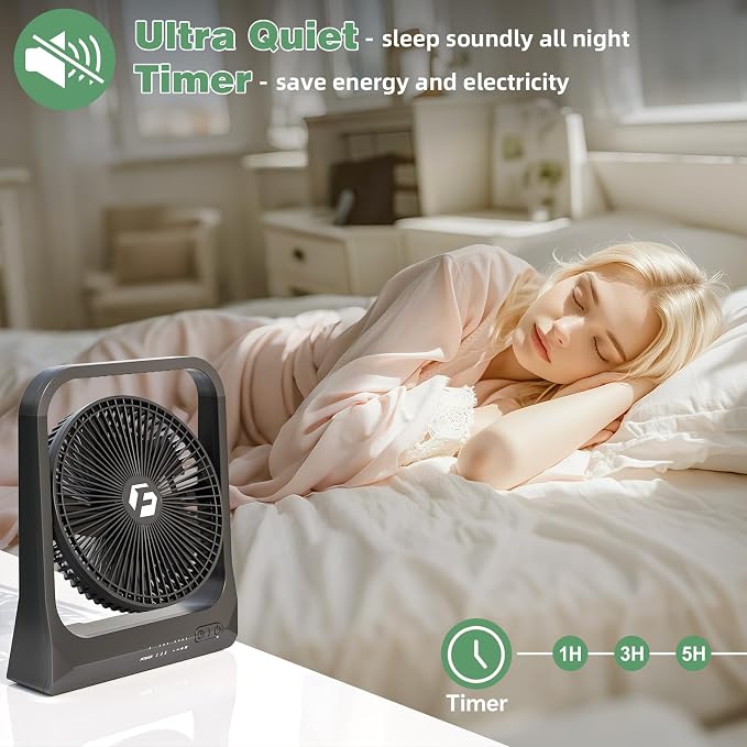 8-inch USB Portable Fan - 20800mAh Rechargeable Battery Operated Fan - Personal - Image 4