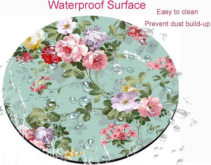 Mouse Pad, Mint Floral Teal Mouse Pad, Washable Round Mousepad - Image 4