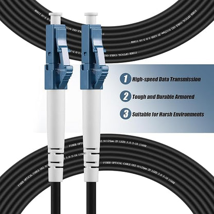 Fibergaga-15M OS2 LC to LC Fiber Optic Cable Outdoor Armored, Single Mode - Image 2