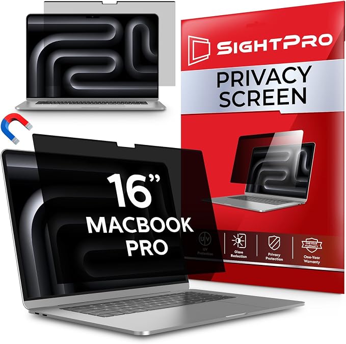 Magnetic Privacy Screen for MacBook Pro 16 Inch Removable Laptop Privacy Filter by SightPro