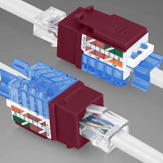 Everest 45° Angled RJ45 Cat5e Keystone Jacks 50-Pack in Red - Image 8