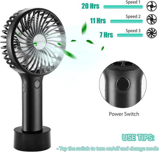 Miady 2-Pack Upgraded 5000mAh Portable Handheld Fan 3 Speed Mini USB Strong - Image 2