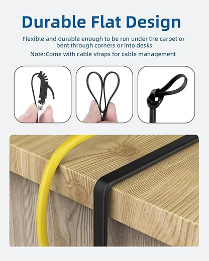 Yauhody CAT 6 Ethernet Cable 5ft 12-Pack Black, High Speed Solid Flat CAT6 - Image 3
