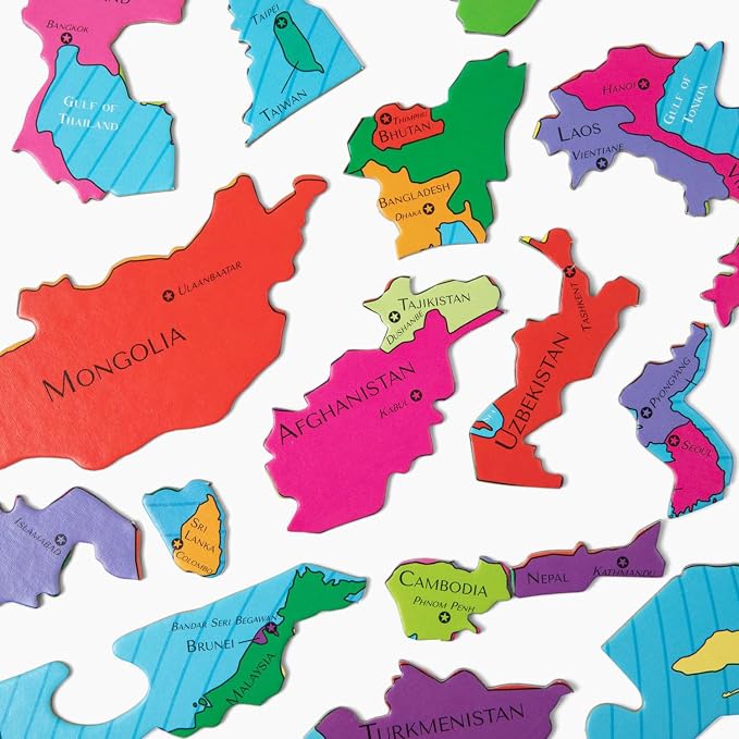 GeoToys GeoPuzzle, Asia Shaped Jigsaw Puzzles, Geography Game & Map Puzzle - Image 4