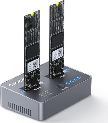 M.2 NVME/SATA Duplicator, Coolpie CR121 Dual-Bay Offline Clone M.2 NVME/SATA by Coolpie