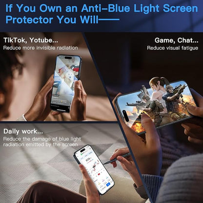 Uyiton Anti-Blue Light for iPhone 15 Plus Screen Protector - Image 3