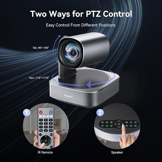 Tenveo 4K PTZ Conference Room Camera System Audio and Video Conferencing 12X - Image 6