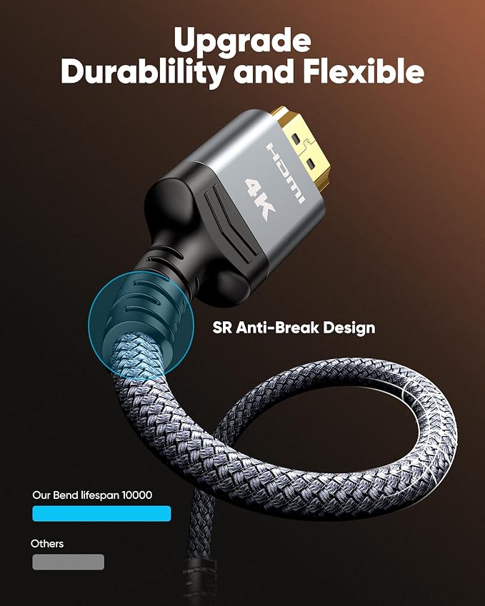 Highwings 4K HDMI Cable 3.3FT/1m 4K@60Hz HDR Braided HDMI 2.0 Cord, 18Gbps High - Image 3