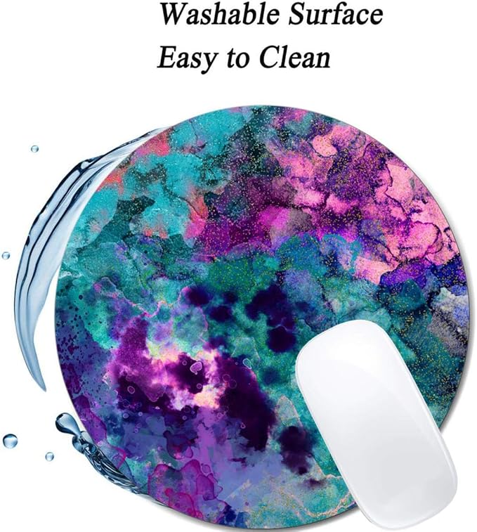 Inky Watercolor Painting Mouse Pad Round Non-Slip Rubber Mousepad Laptop Office - Image 3