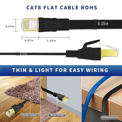 CAT8 Ethernet Cable 20ft, High Speed Heavy Duty Cat8 LAN Network Cable 40Gbps - Image 3