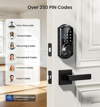 Veise VE06-L Smart Locks with 2 Lever Handle Set, App Control, Keyless Entry - Image 6
