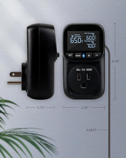 Temperature Controlled Outlet, Heavy Duty 15A 1800W Heating Cooling Thermostat - Image 5