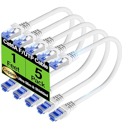 Cat6A Ethernet Cable Shielded 10Gbps 1 ft, Slim Shielded Ethernet Cable Cat 6 by Unknown