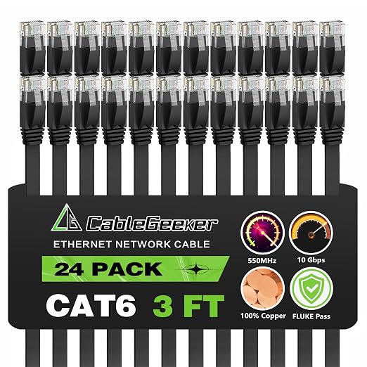 Cat 6 Ethernet Cable 3ft Flat Internet Network Cables by CableGeeker