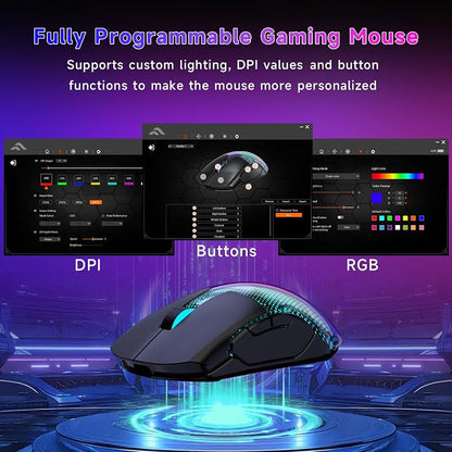 FFJ Master02 Wireless Gaming Mouse, 12000 DPI, Tri-Mode 2.4G/USB-C/Bluetooth - Image 4