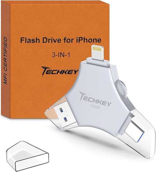 MFi Certified USB 3.0 Flash Drive 512GB by Techkey