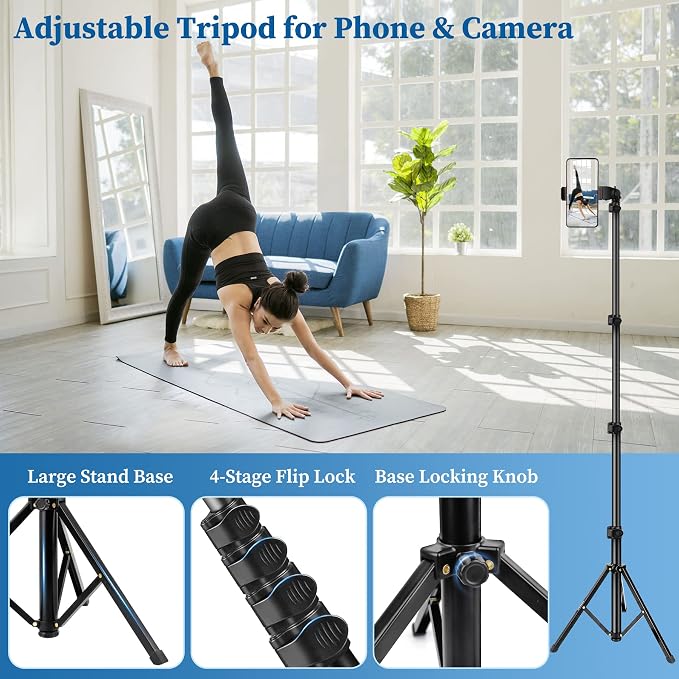 Phone Tripod, Aluminum Alloy Selfie Stick Tripods, Compatible - Image 4