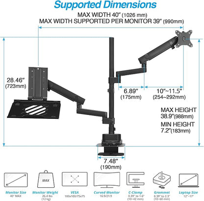 AVLT Laptop & 40 Inch Monitor Arm Pole Top Mount - Image 3
