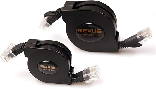 REXUS Retractable Cat 6 Flat Ethernet Network Cable 3.3 & 6.6 FT Combination - Image 2
