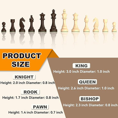 Premium Natural Walnut 13" x 13" Magnetic Wooden Chess Set - Image 4