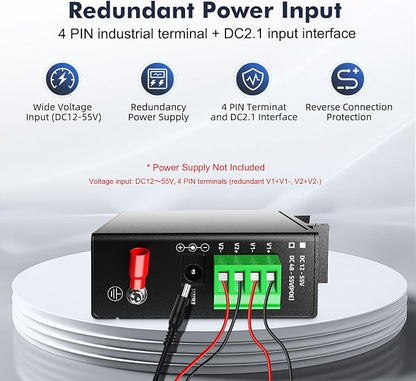 5 Port Mini Industrial Switch, 4 Ports and 1 Uplink, 10/100Mbps Fast Ethernet - Image 4