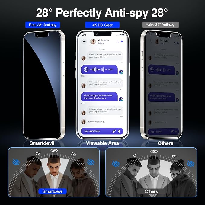 SMARTDEVIL 2+2Pack for iPhone 11 Privacy Screen Protector - Image 3