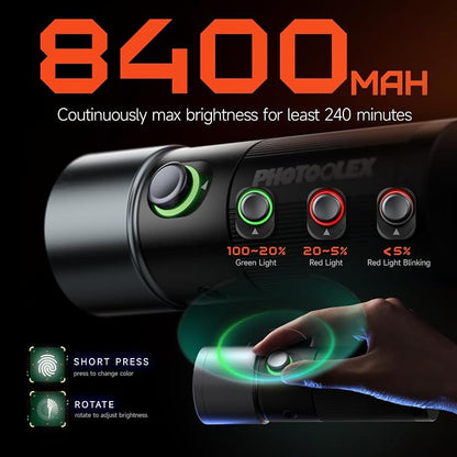 PHOTOOLEX 4 Colors Photography Flashlight, 8400mAh Power Portable Spotlight - Image 5