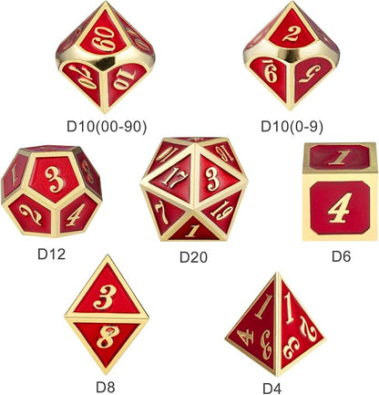 Ruby Red DND Metal Dice, DnDnD 7PCS Metallic D&D Dice Set - Image 7