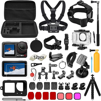 Accessories Kit for DJI Osmo Action 5 Pro/4/3 Black, SGIP Waterproof Protective by SGIP