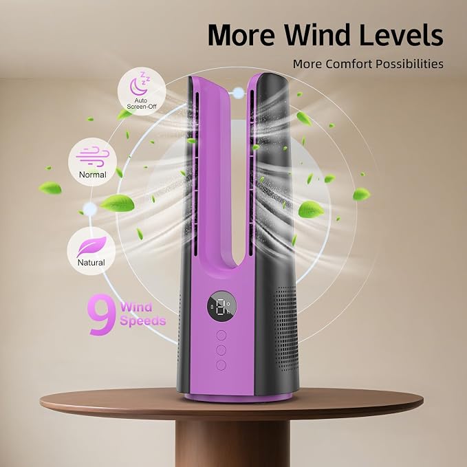 Desk Fan, 13 Inch Portable Bladeless Fan, Small Quiet Table Fan - Image 3