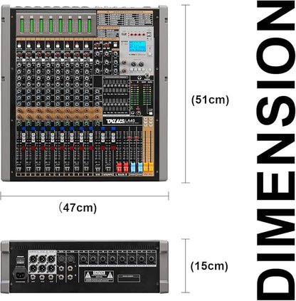 Professional Audio Mixer, 12 Channel Sound Board Mixing Console, Dual DSP - Image 9