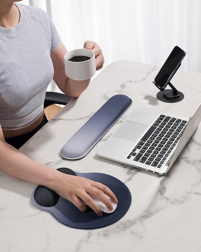 Ergonomic Mouse Pad Wrist Support Set, Memory Foam Keyboard Wrist Rest Set - Image 7