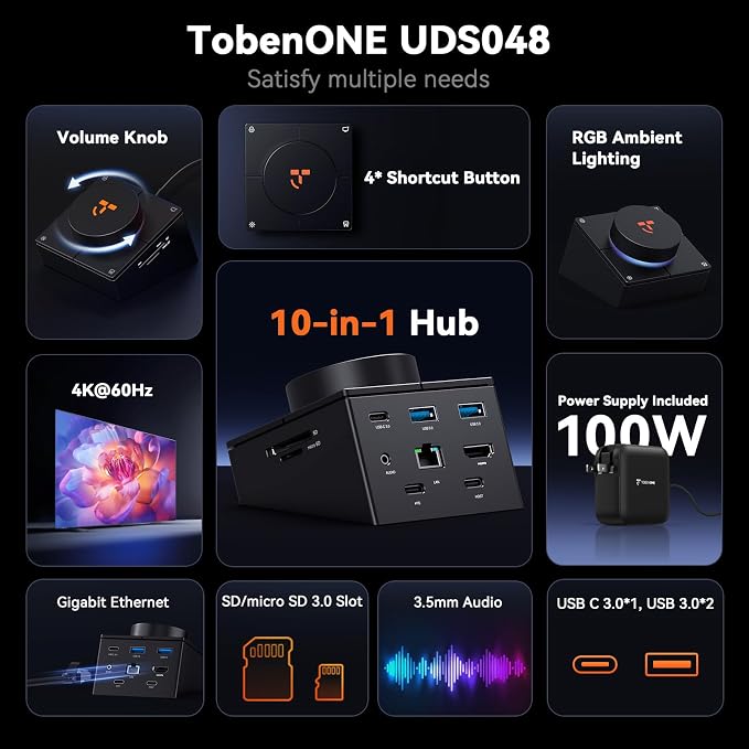 TobenONE 10-in-1 Shortcut-Key Docking Station - Image 2