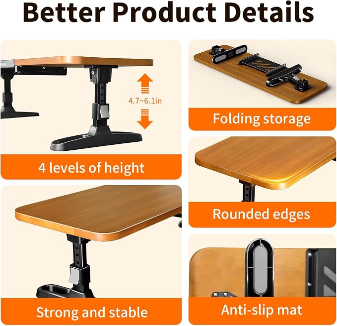 Wooden Monitor Stand Riser for Desk, Adjustable Height Monitor Shelf Riser - Image 8