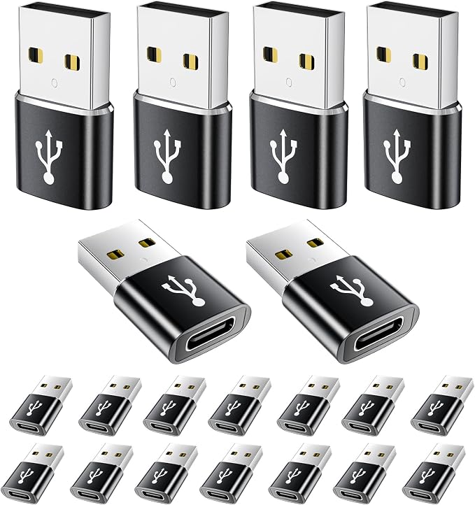 USB A to USB C Adapter 20 Pack, USB to USBC Adapter, USBA Male OTG Adapters by AiNEERich