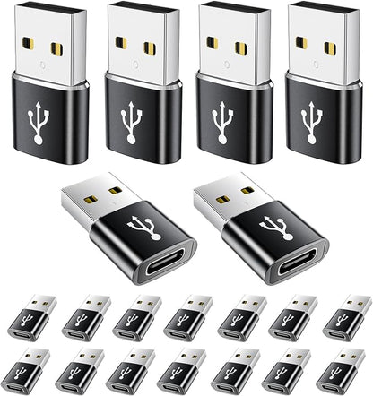 USB A to USB C Adapter 20 Pack, USB to USBC Adapter, USBA Male OTG Adapters by AiNEERich