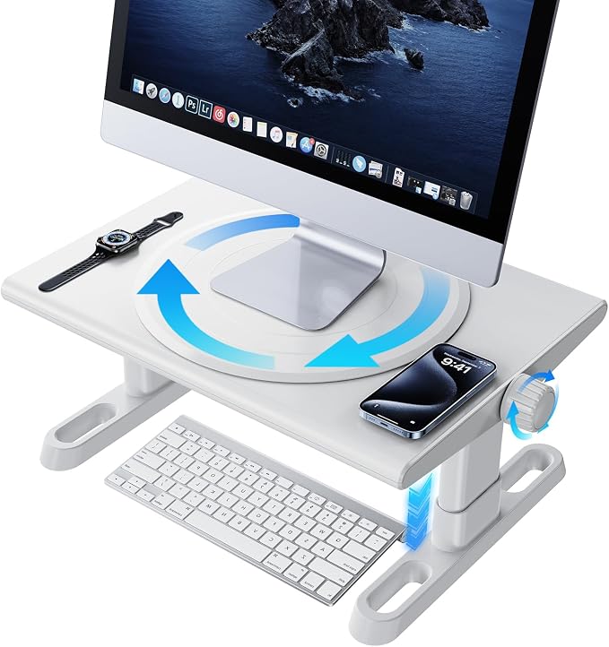 Monitor Stand Riser for Desk, 360°Rotation Freely Height Adjustable by Knob by Unknown