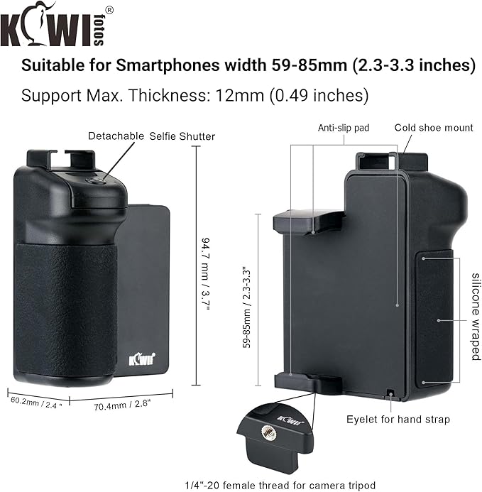 KIWIFOTOS Phone Camera Grip Handle Holder Phone Tripod Mount - Image 2