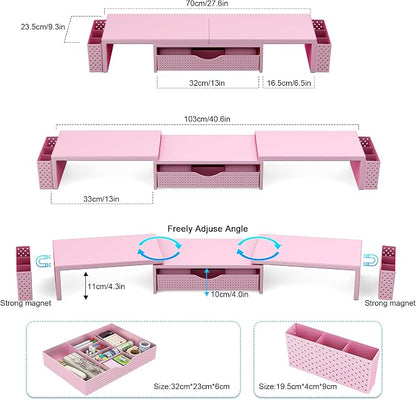 Spacrea Metal Desk Organizers and Accessories, Dual Monitor Stand Riser - Image 3