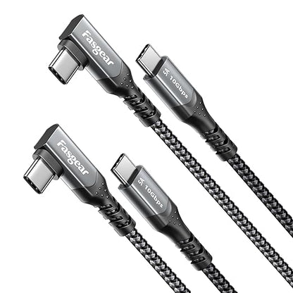 Fasgear 100W USB C to Type C 90-Degree Cable, 2 Pack 6ft USB 3.1 Gen 2 10Gbps by Fasgear