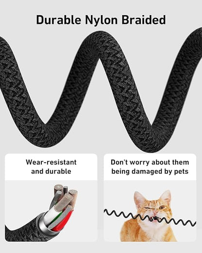 USB to Lightning Cable for Car 6FT, Coiled iPhone Charger Braided Lightning - Image 6