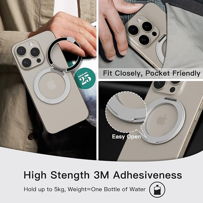 COOLQO Upgraded Magnetic Phone Ring Holder Stand, Super Magnet Cell Phone Grip - Image 4